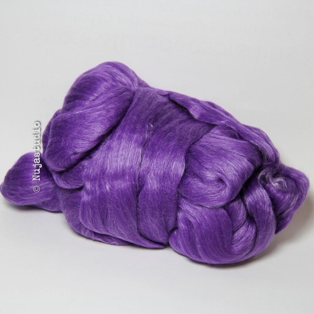 Merino Tencel Wool Top Roving Spinning Purple